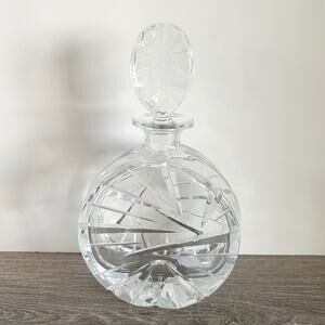 Crystal Czech Bohemian Cut Lead Crystal Whiskey / Liquor Decanter and Topper EUC